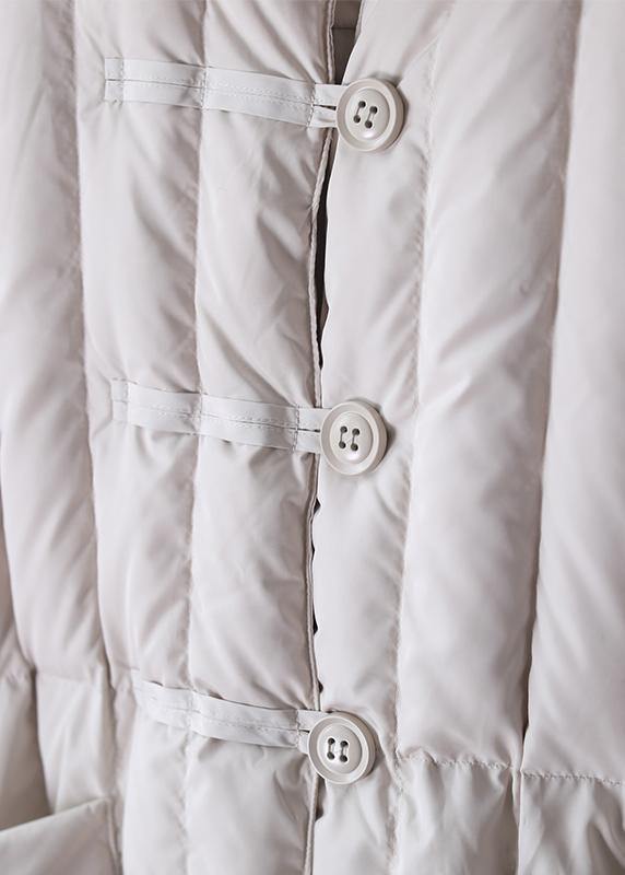 Luxury Plus Size Winter Overcoat Beige Hooded Large Pockets Coat
