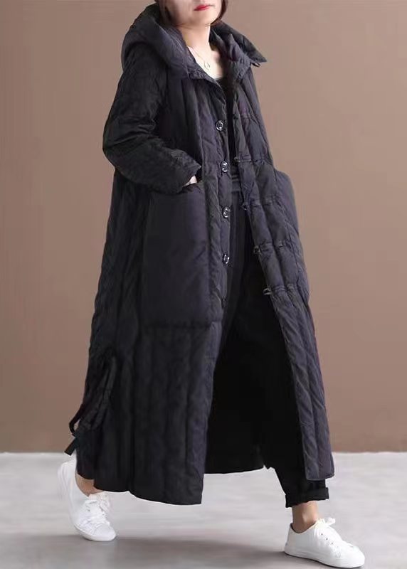 Luxury Plus Size Winter Overcoat Beige Hooded Large Pockets Coat